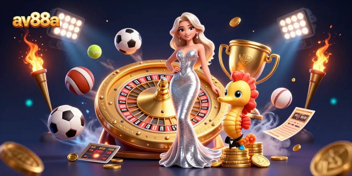 Win big at av88a with a glamorous roulette scene featuring dynamic sports elements.