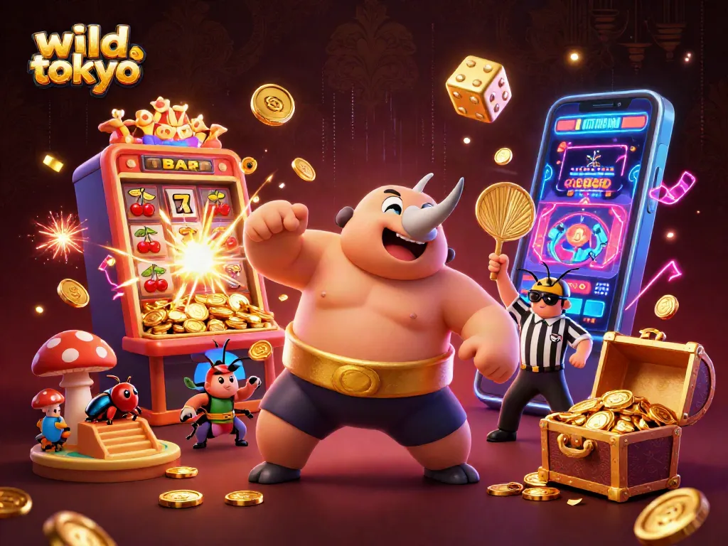 Experience the excitement of wild tokyo with a dynamic casino scene featuring animated characters and jackpot elements.