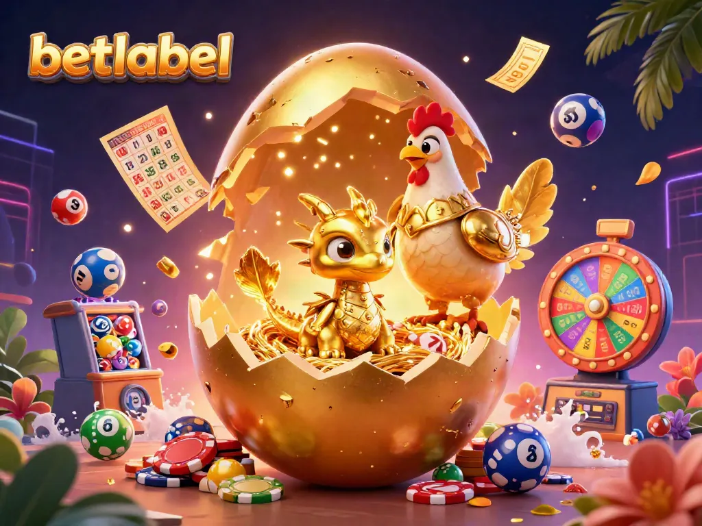 Experience the vibrant world of betlabel with a golden dragon and lively casino elements.