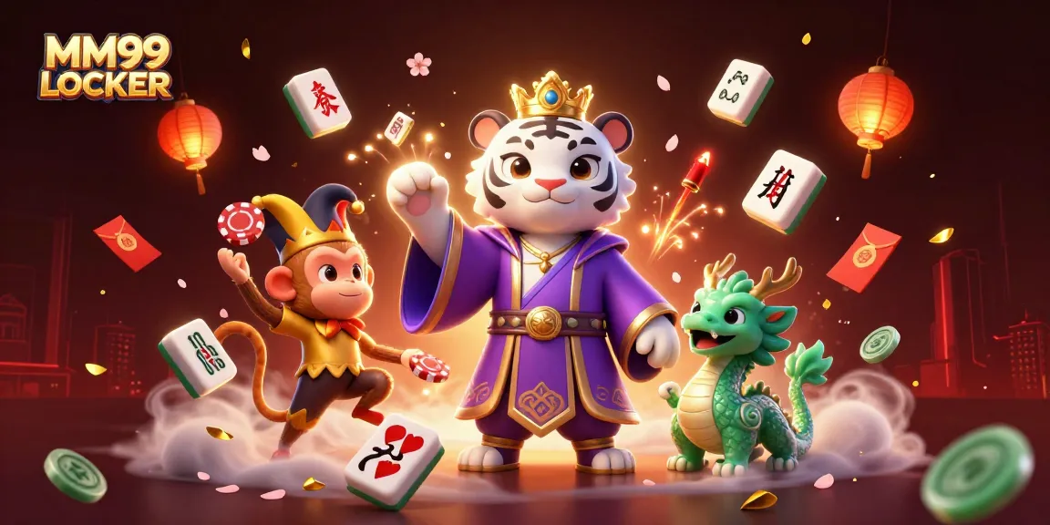 Experience the thrill of gaming with MM99 LOCKER featuring vibrant characters and casino elements.