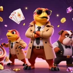 Experience winning at jokaroom australia online casino with raptors in a trench coat entering a VIP lounge.