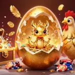 Experience the excitement of 789winf as a golden dragon emerges from a colossal egg atop poker chips.