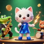 Experience the excitement of rikvip with a vibrant casino scene featuring 3D animated characters and crypto elements.